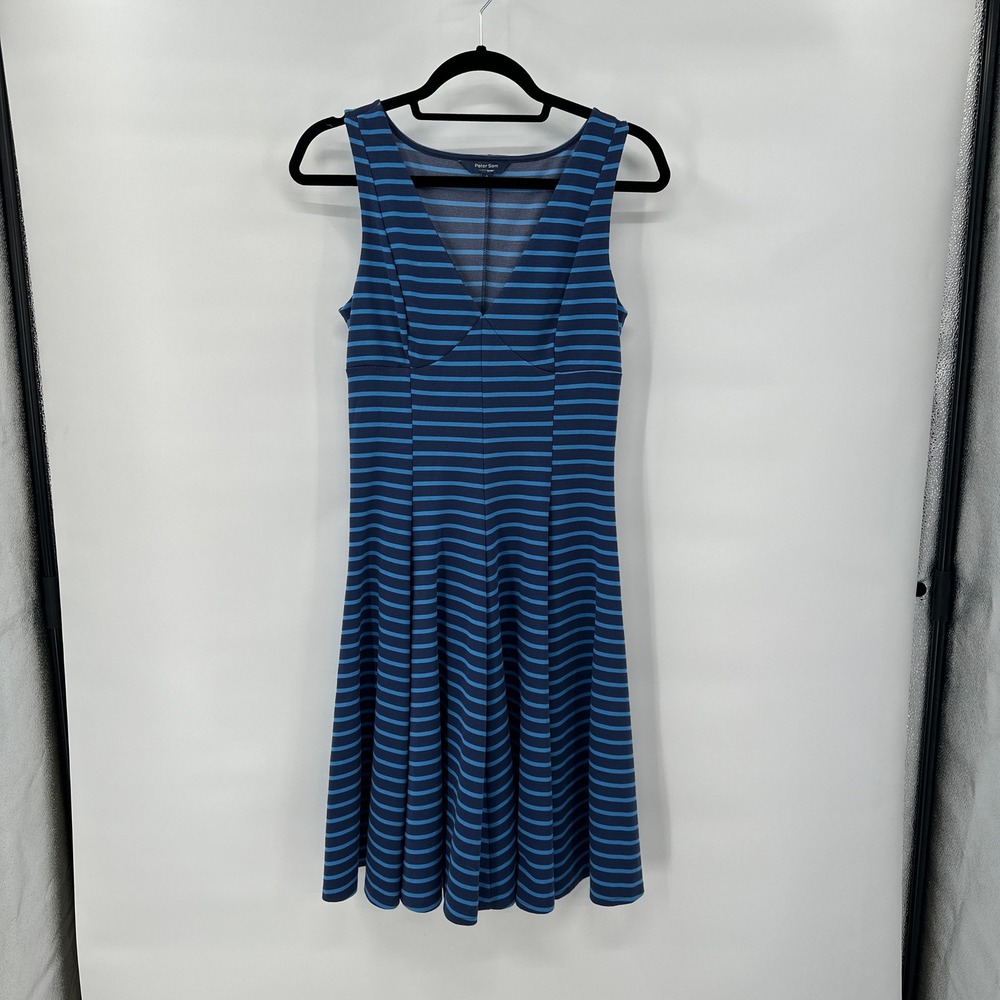 Peter Som for DesigNation Fit & Flare Dress size 4 Indigo Blue Striped Stretch